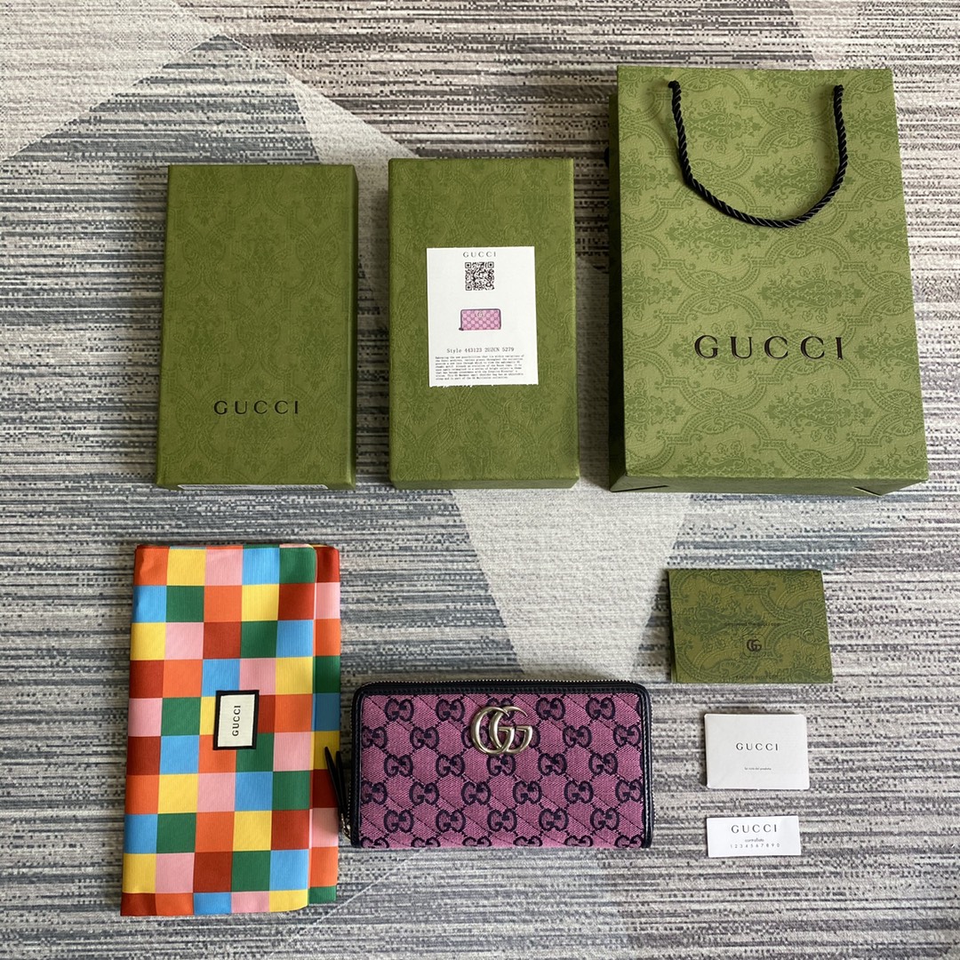 Gucci GG Marmont Zip Around Wallet 443123 Purple